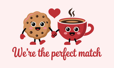 Cookie and Coffee Cup Holding Hands Perfect Match