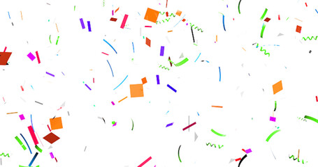 Vibrant colorful confetti falling against black background