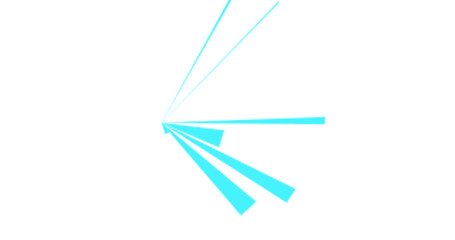 Dynamic turquoise lines radiate from a single point on black