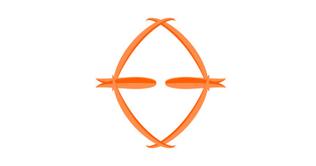 Vibrant orange abstract symbol on black background