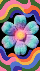 Abstract 3D flower with colorful swirling petals