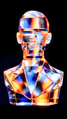 Metallic human bust with iridescent reflections