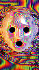 Distorted golden mask with melting effect