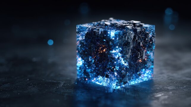 explore future tech innovations with glowing digital cube visualize cuttingedge ai blockchain solutions and quantum computing concepts in a modern and professional way - Powered by Adobe