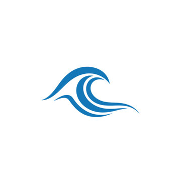 Blue wave icon simple and modern symbol for sea or ocean water