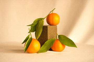 Beautiful background with three tangerines