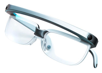 Modern adjustable eyeglasses with clear lenses isolated on white background