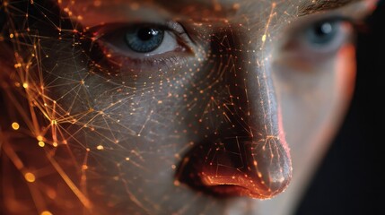 ai interface analyzing human face for emotion detection glowing data points over facial features emotional ai system concept