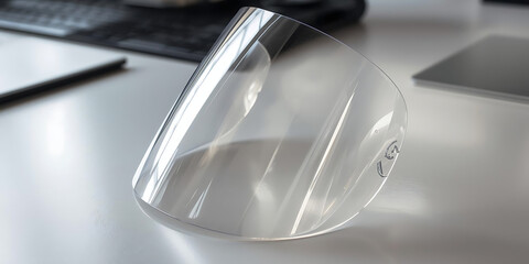 Clear Face Shield on Office Desk
