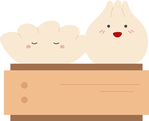 Cute dumplings in steamer illustration