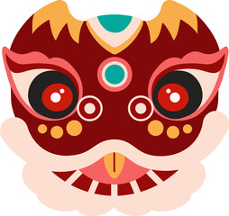 Chinese lion dance mask illustration for Chinese new year celebration