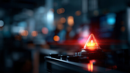 Report incident now with modern digital interface heavily defocused background glowing alert symbol display emergency notification system crisis management technology