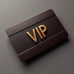 golden vip emblem on premium leather credit card