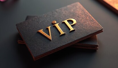 high-end vip card brown leather gold vip lettering
