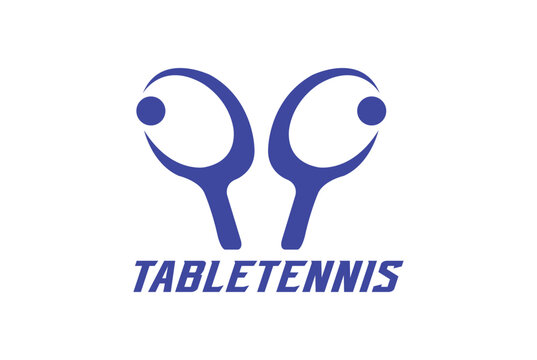 Table Tennis Sports Badge Logo Vector with cross paddle - Table Tennis logo.