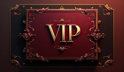 luxury gold vip emblem red velvet background design