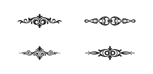 Obraz premium Elegant floral swirl divider ornaments in black