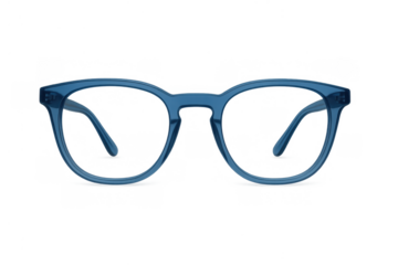 Eyeglasses with blue frames offering a vision of fashion and style, isolated on transparent background