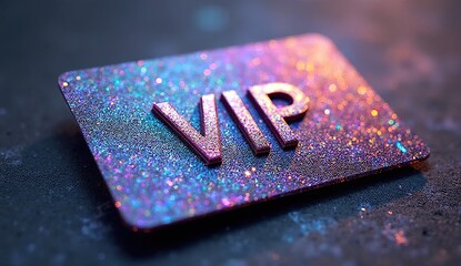 premium exclusive vip emblem holographic rainbow glitter