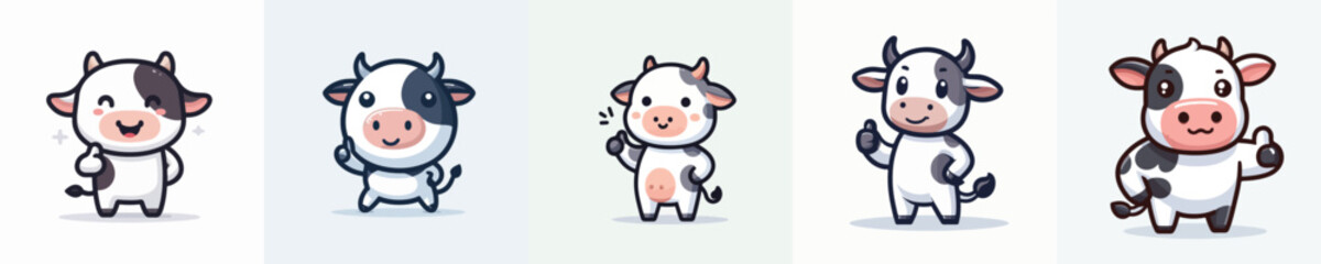 cute cow vector giving thumbs up