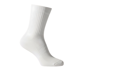 White athletic sock isolated on transparent background for universal use