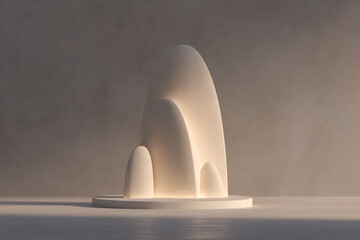 basic geometric shapes ascending with soft illumination embody minimal growth