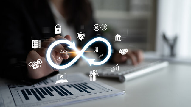 The infinity concept represents limitless innovation, creative growth, and embracing endless business opportunities for future advancement. Latch