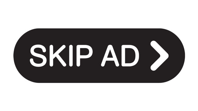 Skip Ad Button in Modern Design with White Text on Black Background for Web Interface