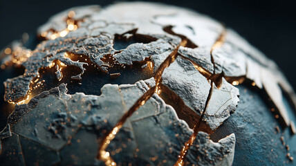 Fractured alliances depicted in an abstract globe capturing global tensions