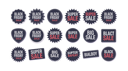 Pixel Art Black Friday and Super Sale Badges big sale. Vector illustration.
