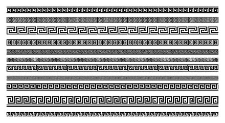Greek Key meander seamless borders and dividers collection