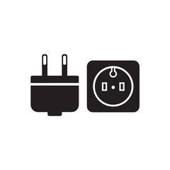 Fototapeta premium Power adapter and socket in minimalist design with simple black and white color scheme for technology illustration
