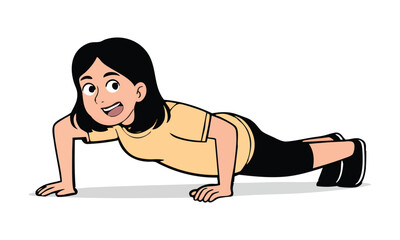Illustration of woman doing a pushup exercise illustration