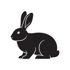 Obraz premium Black Rabbit Silhouette in Simple Modern Style with High Contrast Lighting on White Background for Easter Illustration