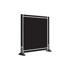 Black display board with silver frame in modern minimalist style with studio lighting for advertising mockup