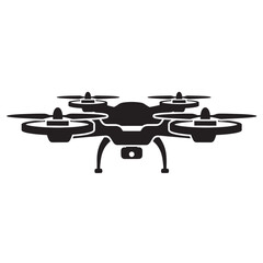 Drone silhouette in modern minimalist design with dark monochromatic color scheme on white background for technology illustration