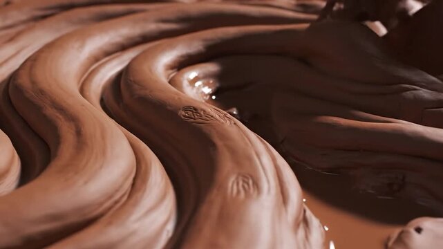 Smooth and creamy chocolate texture in a swirling pattern