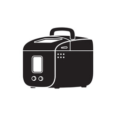 Bread Maker Machine Silhouette Modern Black Design with White Accents on White Background for Kitchen Appliance