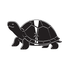 Turtle Silhouette in Modern Minimalist Style with High Contrast Black and White for Logo Design