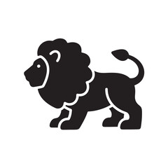 Lion Silhouette in Modern Minimalist Style with Solid Black Color on White Background for Logo Design