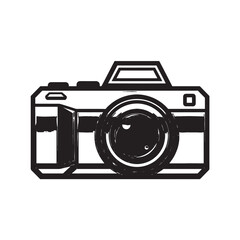 Camera Icon in Simple Flat Design with Black Color on White Background for Graphic Design