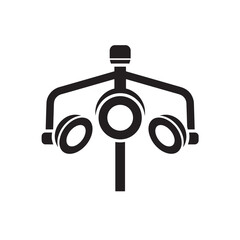 Headphones on stand in minimalist style with dark color and simple lighting for tech icon