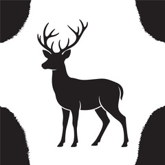Deer Silhouette in Modern Minimalist Style with High Contrast Black and White for Wildlife Conservation