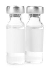 Vaccine in glass vials isolated on white