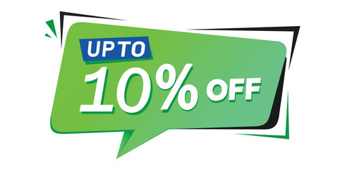 Up to 10% Off Sale Tag - Bright Green Speech Bubble for Retail Promotions