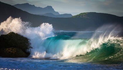 Obraz premium Wave Breaking On The Shore