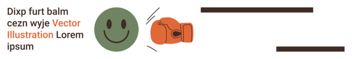 Obraz premium Conflict resolution, emotional expression, humor, motivation, challenges, reactions. Circular happy face and boxing glove interaction. Conflict resolution and emotional expression