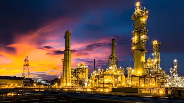Government renewable energy facility representing commitment to sustainable aviation fuel production, biofuel manufacturing plant, environmental policy implementation, defocused in