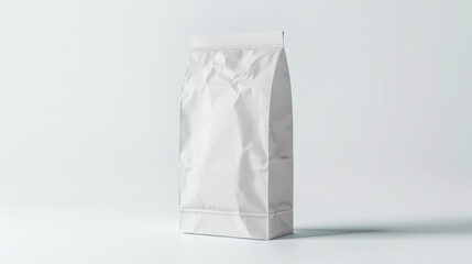 White paper bag mockup standing upright on white background