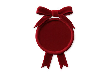 Red velvet round seal with ribbon bow